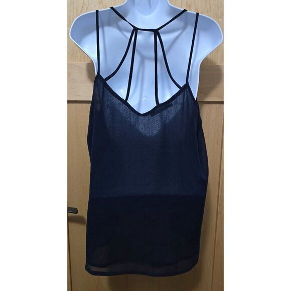 Maurices Navy Blue Embroidered Sleeveless Tank W Strappy Back & Buttons Y2K - Picture 4 of 6